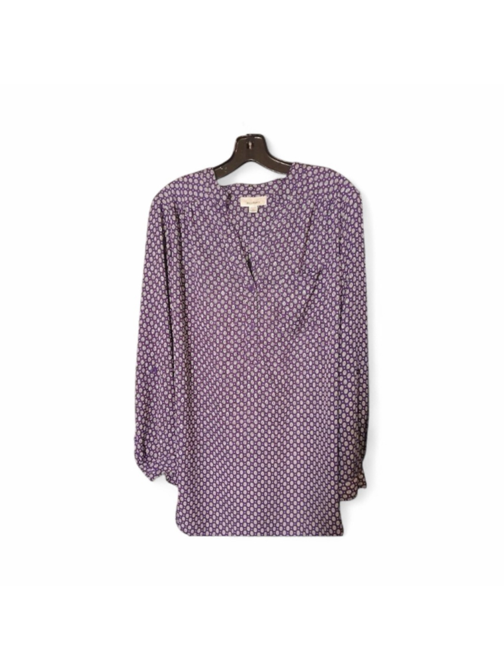 Dressbarn Women's 1X Purple Geometric Print Blouse  INV49 A1